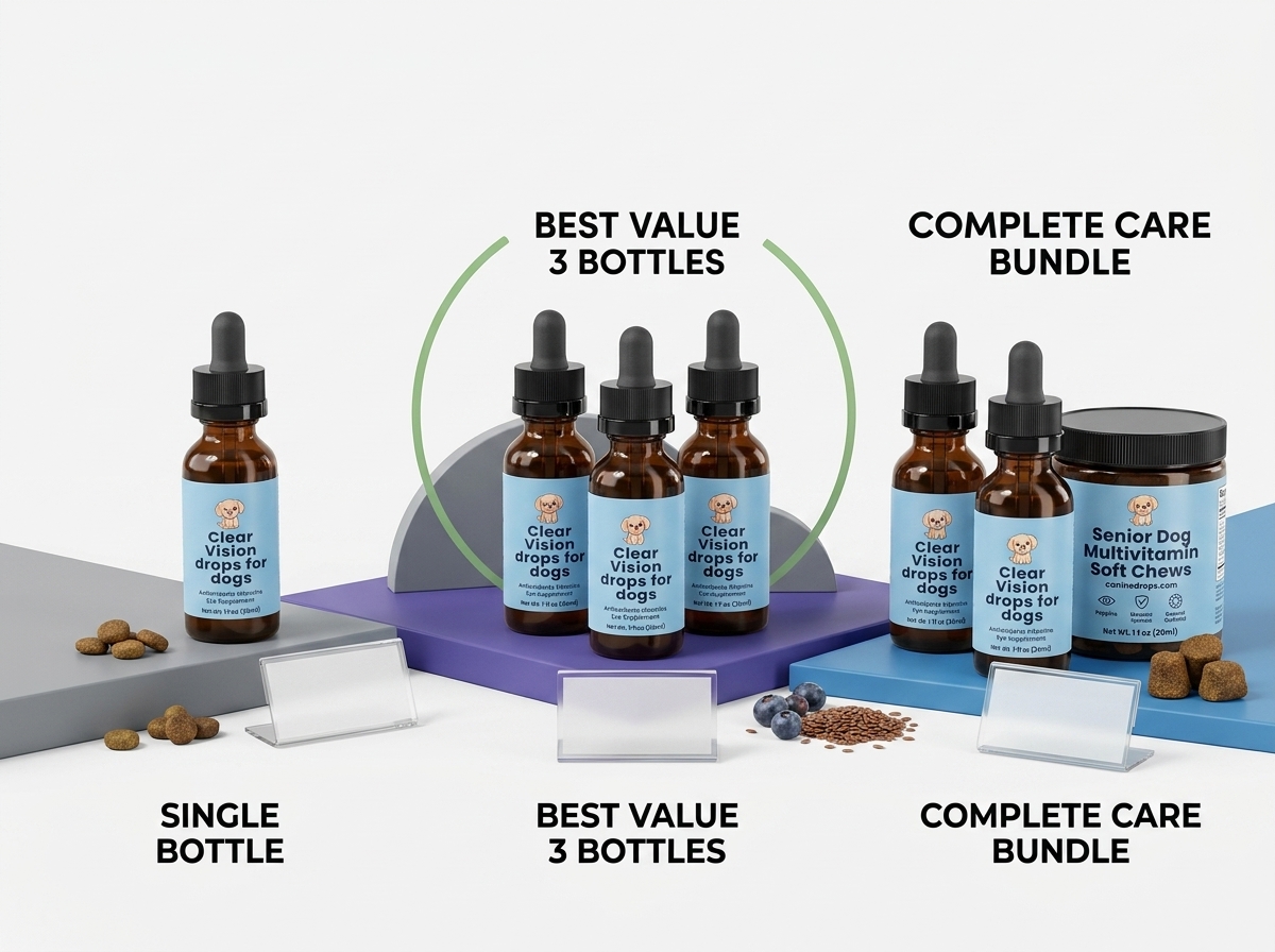 ClearVision bottles arranged to show a promotional bundle